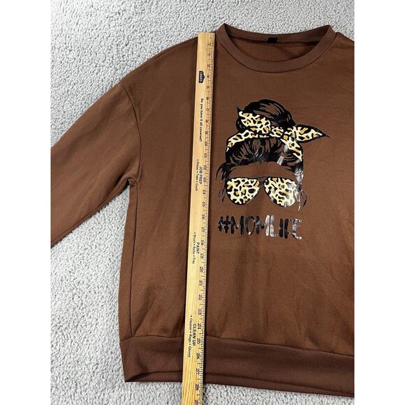 Mom Life Sweatshirt Women‎ Medium Oversized Graphic Cozy Cheetah Pullover - Picture 6 of 11